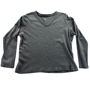Lands' End Women's T-Shirt Large Relaxed Supima Cotton V-neck Casual Classic